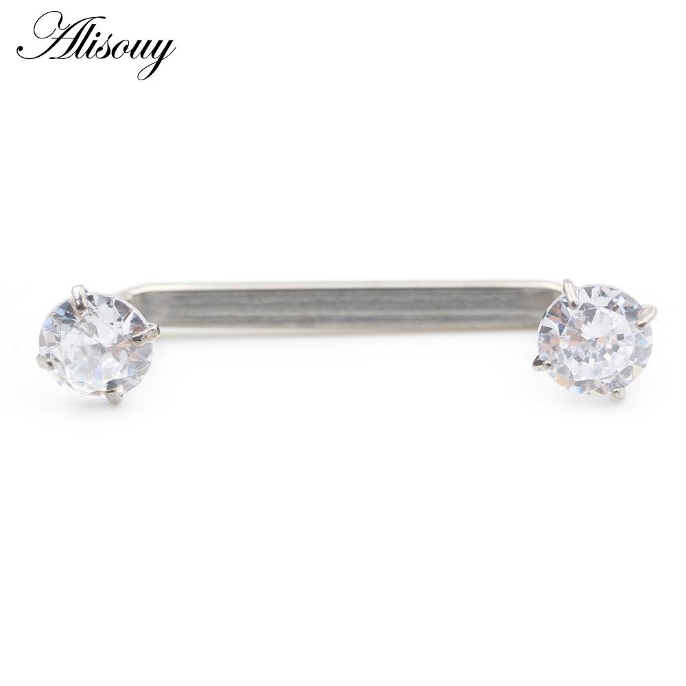 Alisouy 1PC Titanium Heart Star Zircon Threaded Surface Bar Barbell Micro Dermal Anchor Retainers Hide In Skin Piercing Jewelry