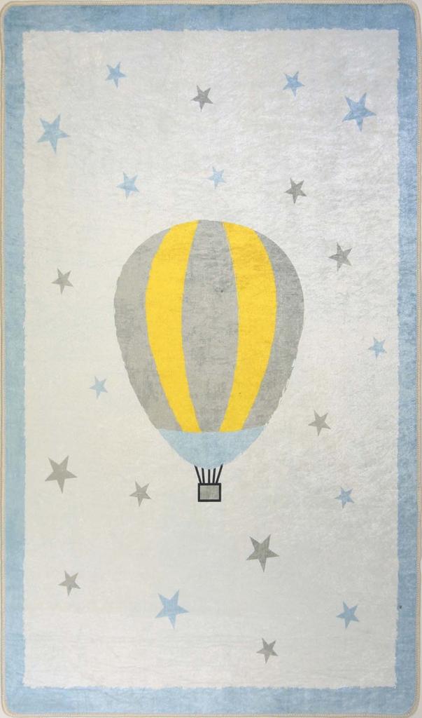 Children's Bedroom Rug 120x160 Cm Polyester Hot Air Balloon Blue