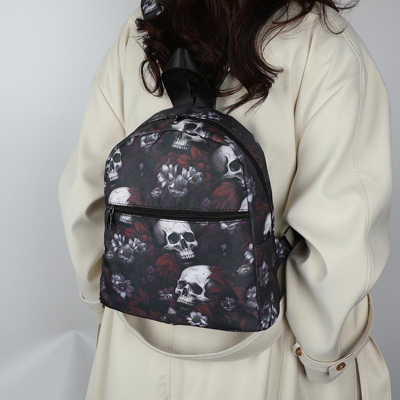 Ghost Skull Print Backpack Computer Laptop Shoulder Bag Halloween Oxford School Bag for Women GirlsTravel Daypack KTY