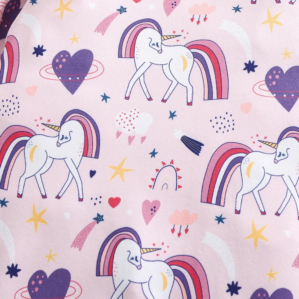 Милый комбинезон с длинными рукавами для новорожденных девочек 1-9 месяцев с принтом единорога и сердца