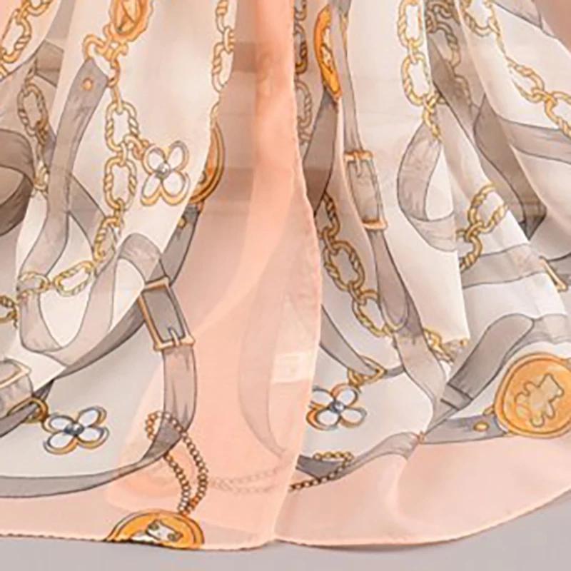 Summer New Dual Color Chain Chiffon Printed Long Scarves Wholesale Yiwu Women's Scarves Cross Border Source