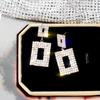 Блестящие геометрические полые квадратные серьги-капли с инкрустацией цирконом для женщин