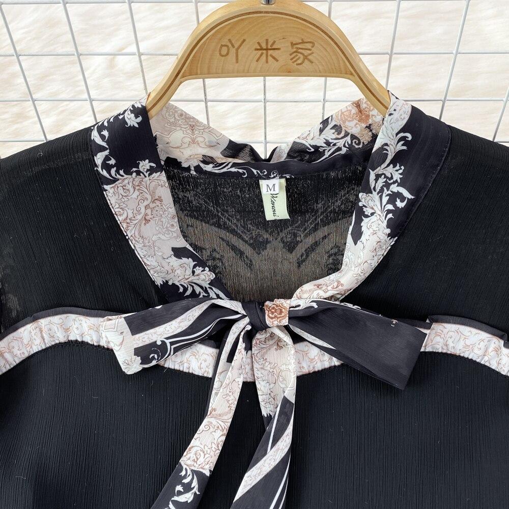 Модный костюм темперамент знаменитости Офисный профессиональный блузка из шифона с бантом комплект из двух предметов юбка с завышенной талией и облегающая бедра весна