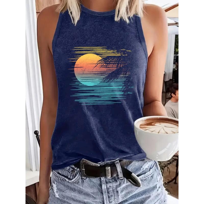 Весенне-летняя повседневная майка без рукавов, женская футболка с круглым вырезом