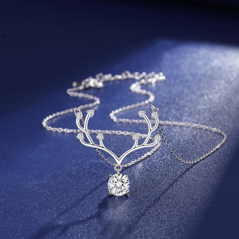 Илу носит ваши рога, ожерелье с муассанитом, женская модная легкая роскошь, высококлассная подвеска, рождественский подарок.