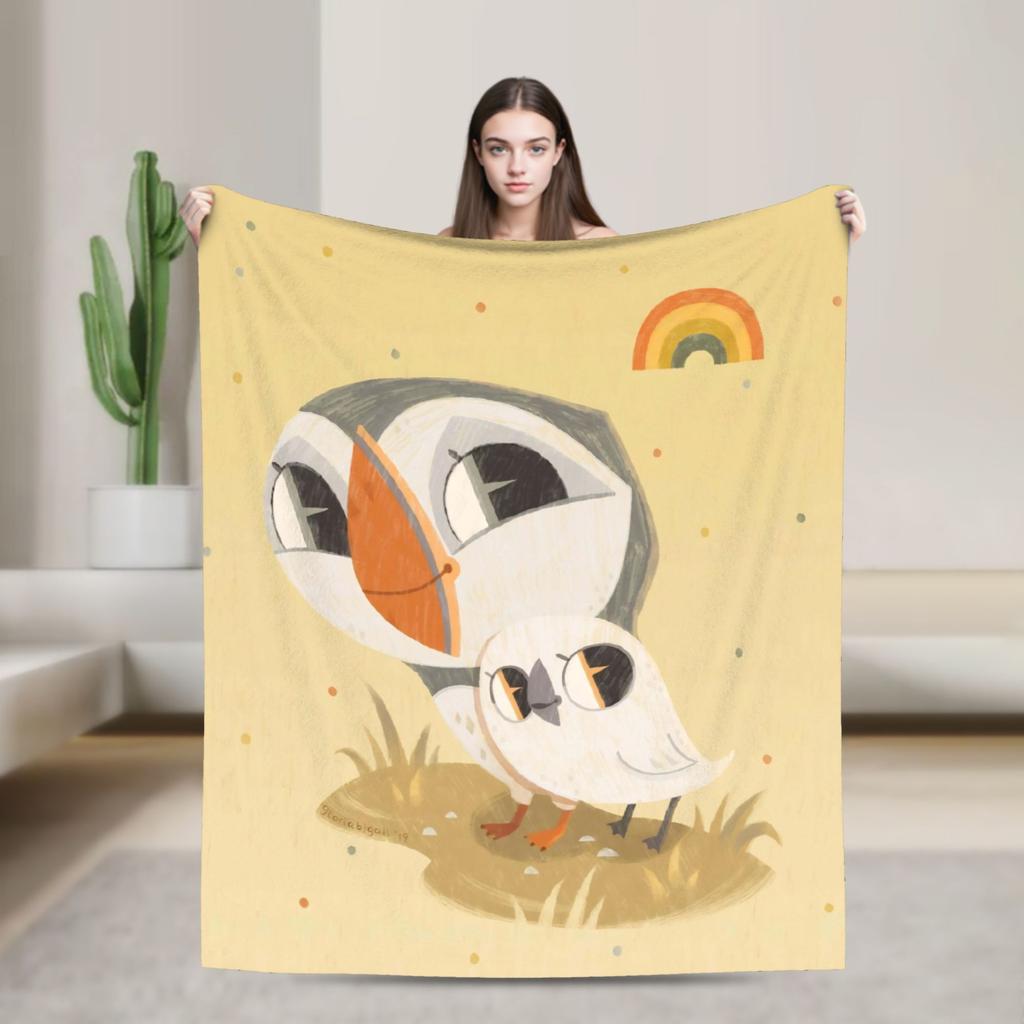 Puffins Rocks Plush Blankets Students Flannel Throw Blanket For Home Decor Soft Warm Design Quality Bedspread Birthday Present