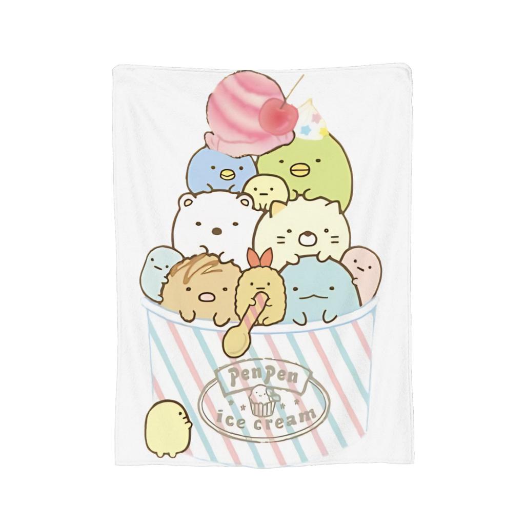 Sumikko Gurashi Penguin Knitted Blanket Flannel  Ultra-Soft Throw Blanket for Airplane Travel Bedspread