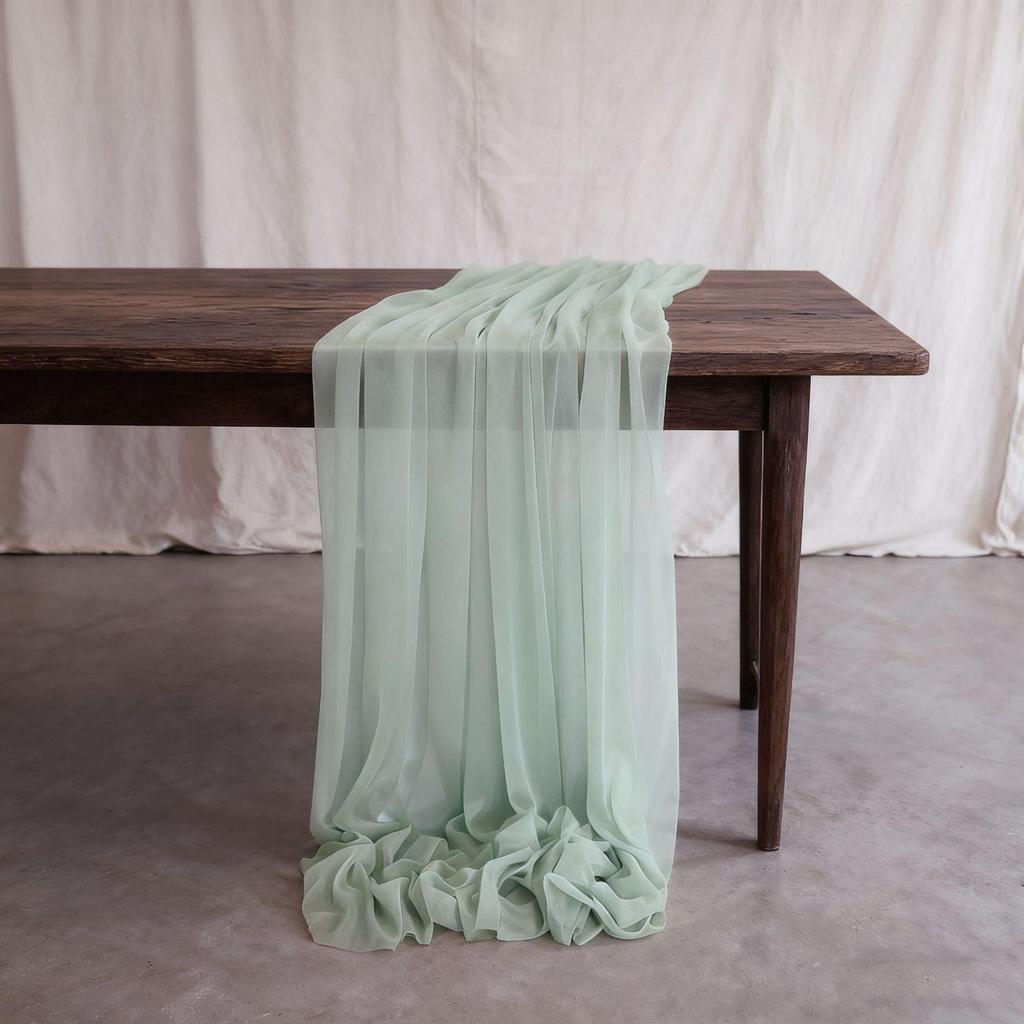 Nordic Wedding Voile Table Runner: Solid Chiffon Crepe Decoration for Dining and Parties