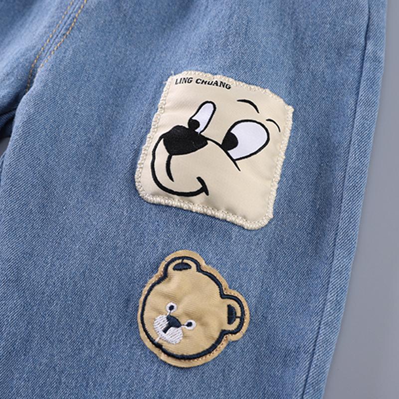 0-5 лет Комплект с длинными рукавами для мальчиков Детская куртка с граффити Повседневная Джинсовые брюки Комплект из двух предметов Детская одежда для мальчиков