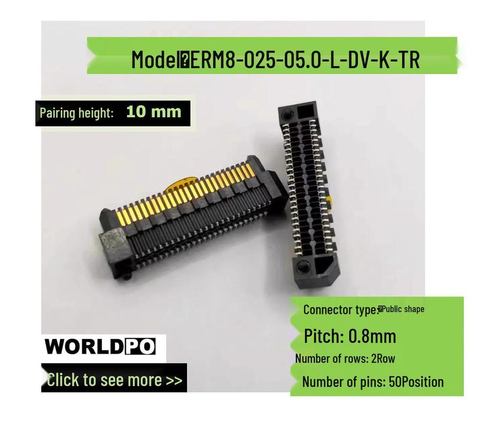 ERF8-025 50-Pin Female Connector, 2 Rows, 7/10mm Mating Height
