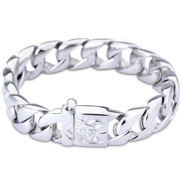 15MM Matte Curb Cuban Link Chain Bracelet for Men Brushed Black Gold Color Man Bracelets Stainless Steel Jewelry Accessories