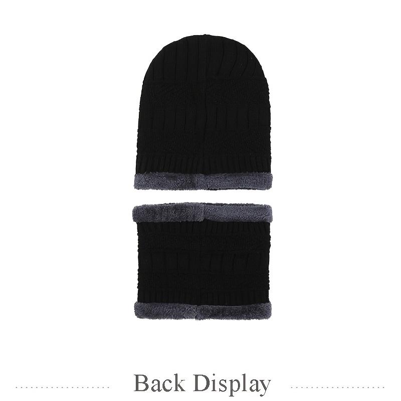 1pc Winter Woolen Windproof Knitted Warm Cap, Men's Winter Scarf Neck Set