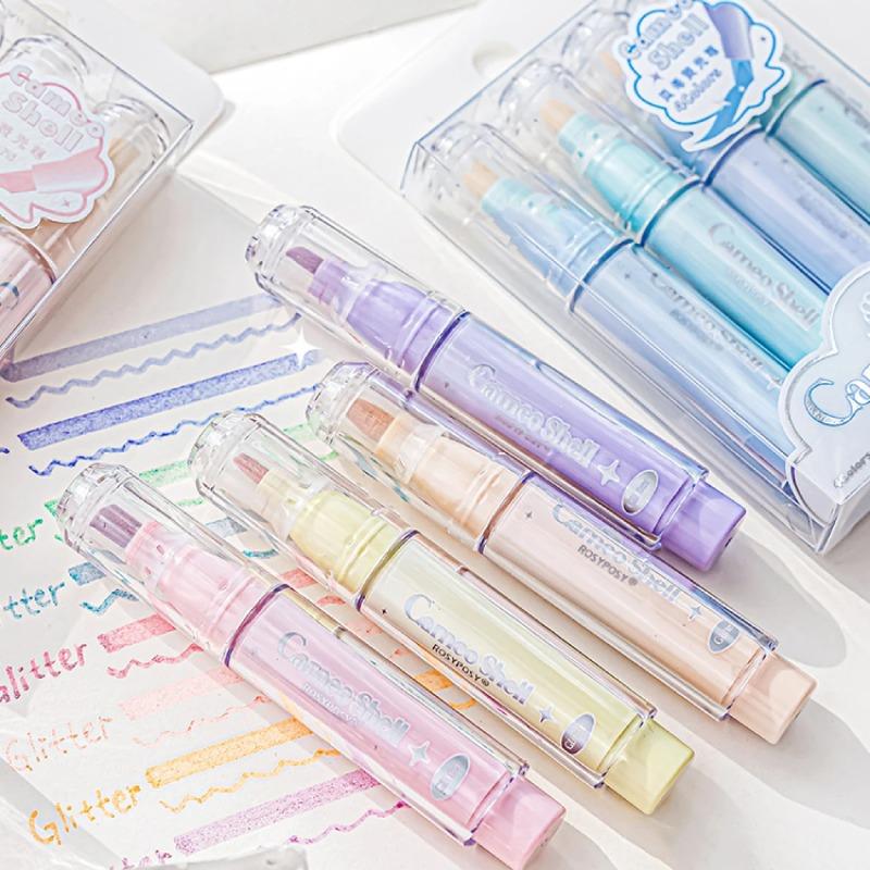 4 шт./компл. набор прозрачных перламутровых хайлайтеров, многоцветный маркер, креативные принадлежности для студентов «сделай сам», канцелярские принадлежности