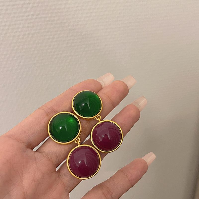 Винтажные круглые цветные глазурованные серьги-колье женские тяжелая промышленность средневековый винтажный нишевый дизайн цепочка на ключицу