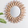 Деревенское Деревянное Украшение Подсолнух Настенное Зеркало Цветок Деревянная Рама Подвесное Зеркало Украшение Дома для Гостиной Спальни Фермерского Дома