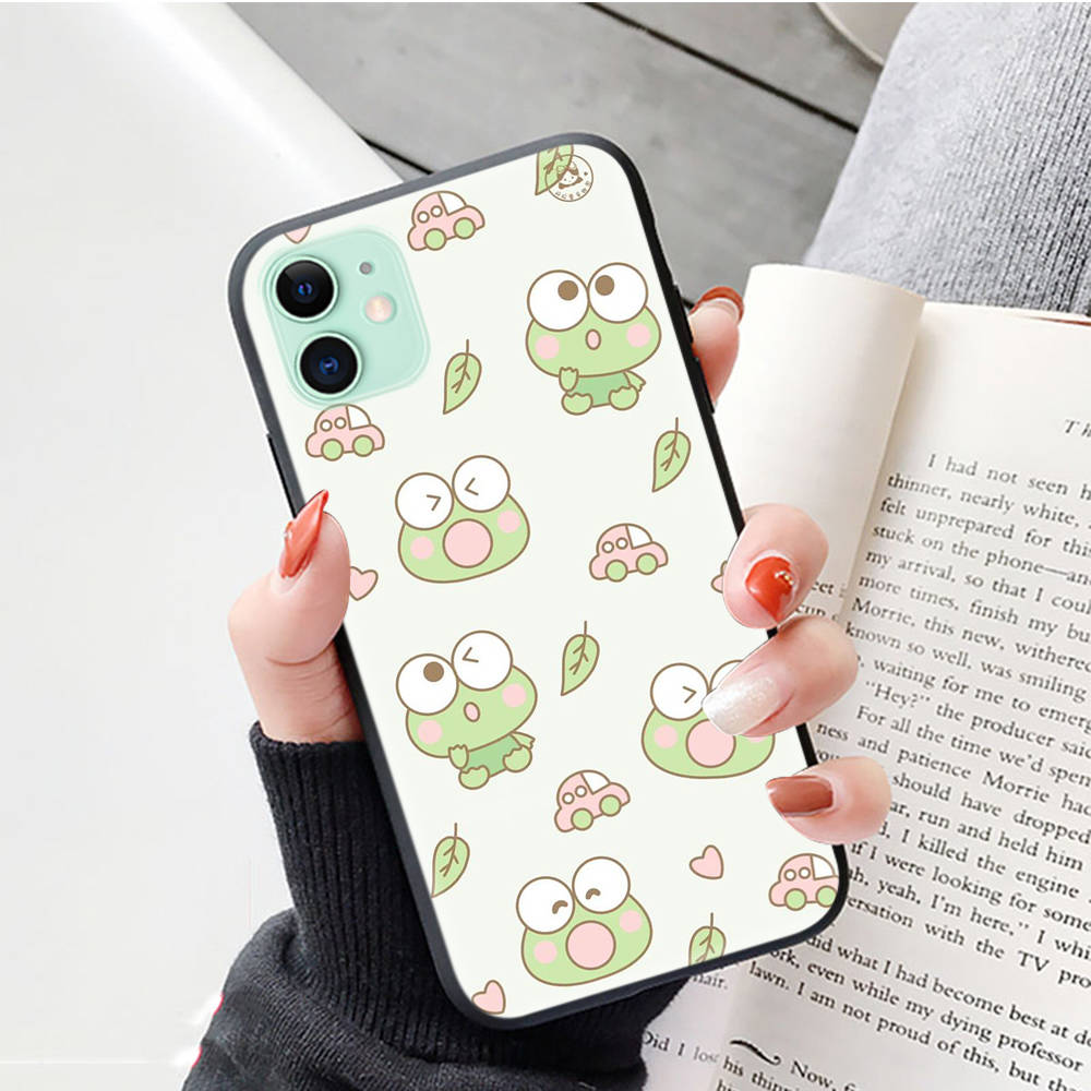 Black Case for iPhone 16 15 Plus 14 13 12 11 Pro 8 6 SE XR XS Max P30 Nova 5T Y5P Y6 Y7 Y8P Y9 Realme C30 C33 C31 L-23 Frog Keroppi