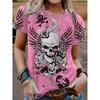 Summer Fashion Short Sleeve Tops Casual 3d Skull Printed T-shirts Female Clothing O-Neck Streetwear Tees
