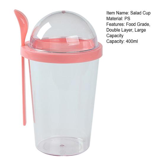 1 Set 400ml Salad Cup Double Layer Dry Wet Separation Portable Breakfast Fat Reduction Bottle
