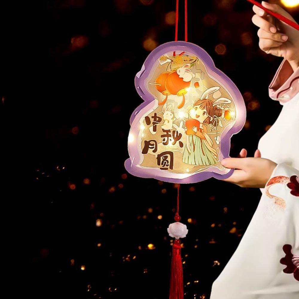 Handmade Transparent Rabbit Lantern Cartoon Lantern DIY Material Package  For Women