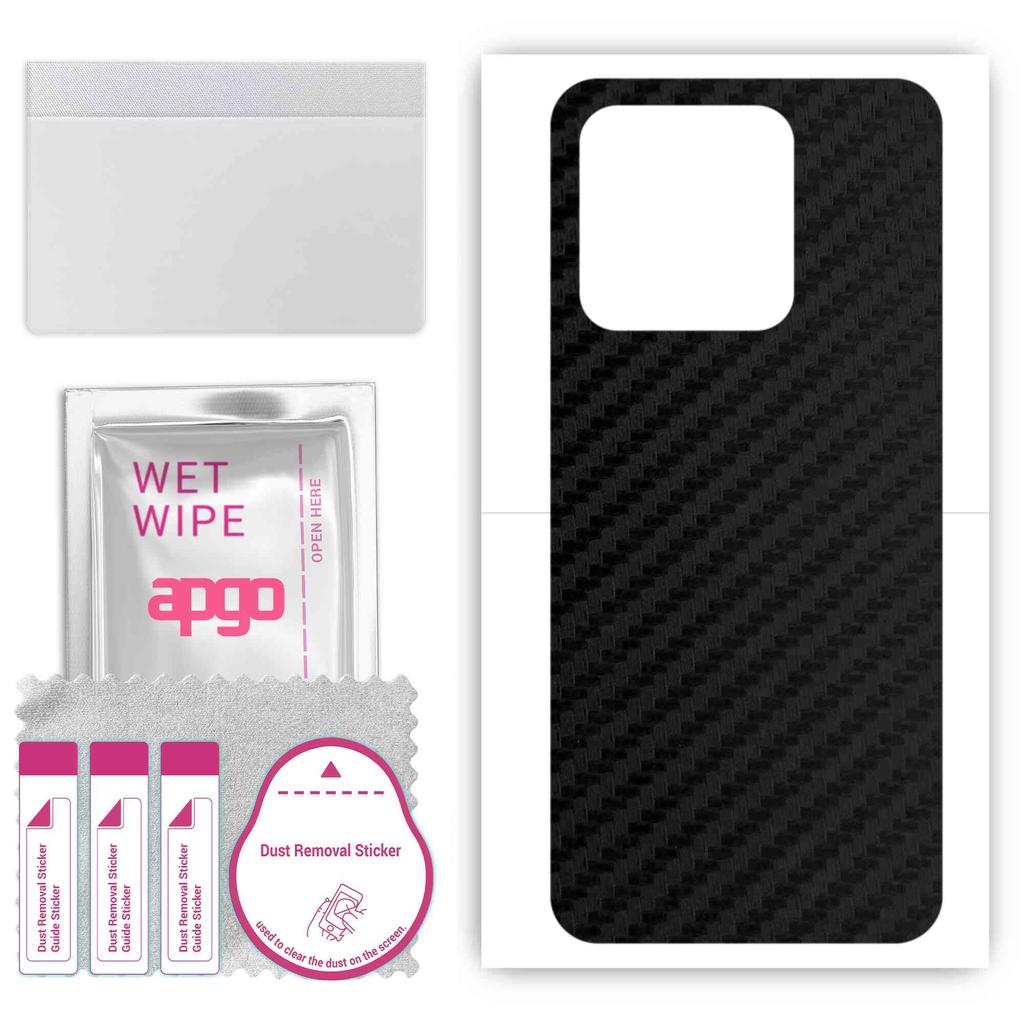 apgo Protective Skin Sticker for the Back Compatible with Xiaomi Redmi 10A, Wrap Film, Foil, Vinyl - Pattern Carbon Black