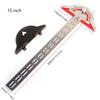 Precision Woodworking Edge Ruler Aluminum Alloy Adjustable Angle T-Square with Protractor Metric Measuring Tool for Straight Mar