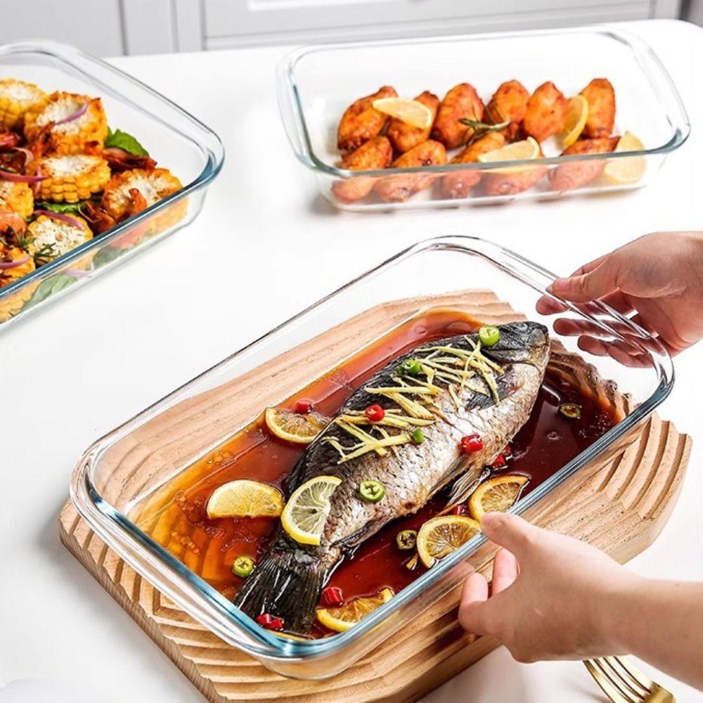 Прямоугольная стеклянная форма для выпечки Утолщенные формы для выпечки Контейнер для хранения продуктов Противень для лазаньи Духовка