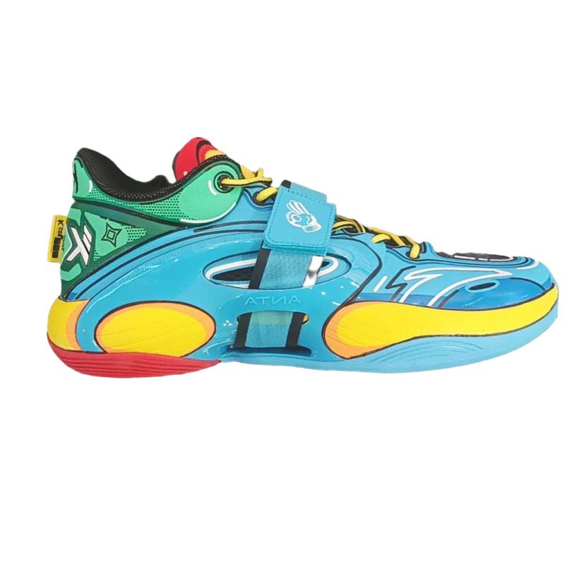 Anta KT SPLASH V Нескользящие износостойкие низкие мужские кроссовки для баскетбола Сине-желтые 112321108s-1