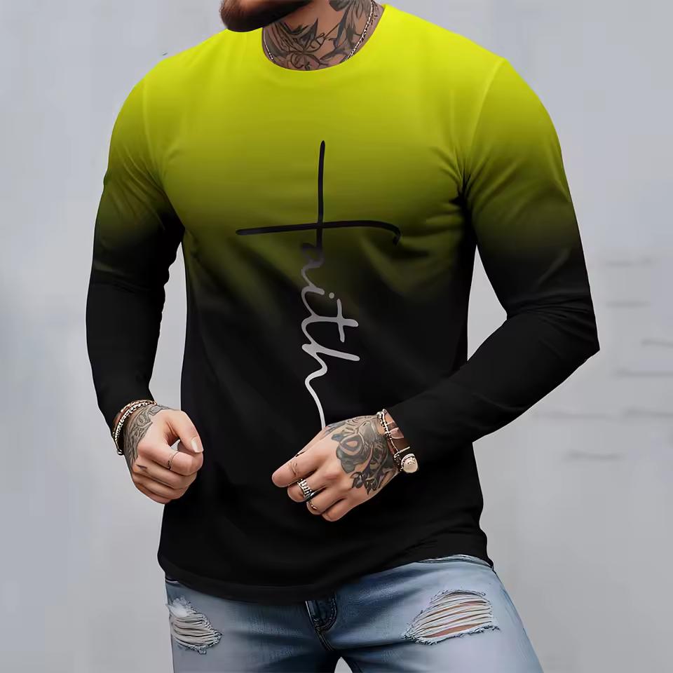 Fashion Letter Faith 3D Print T-Shirts Men Women O-Neck Long Sleeved T Shirt Oversized Pullovers Harajuku Tees Tops Kid Clothing