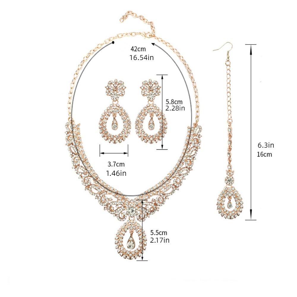 3Pcs Wedding Necklaces Earrings Set Fashion Rhinestone Choker Set Crystal Jewelry Set Bridal