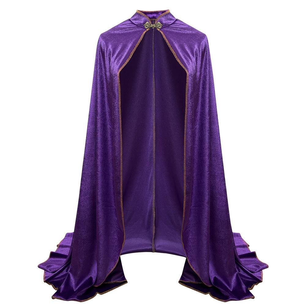 Medieval Velvet Cloak Cape for Women Men with Golden Trim Renaissance Halloween Costume Stage Performance Adult