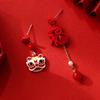 Серьги-гвоздики в китайском стиле, красный маленький лев, колокольчик, кулон, серьги, женские новогодние праздничные ювелирные изделия, подарок