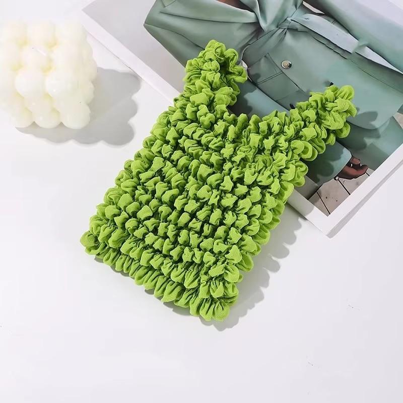 Women Expandable Shopping Bag Wrinkle Bubble Puff Multi Purpose Large Capacity Elastic Shopper Eco-Friendly Large Storage Case