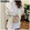 Shoulder Bag Drawstring Canvas Women's Bag Flower Embroidery Ethnic Style Small Bag Crossbody Bucket Bag