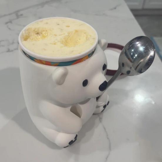 Держатель для стаканчика мороженого «Белый медведь», 3D-печать, милое животное, контейнер-охладитель для мороженого, герметичный держатель для пинты льда