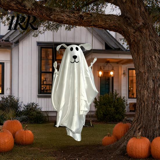 Durable Halloween Holiday Decor Hanging Ghost for Outdoor Decoration, Cute Flying Satin White Reusable Party Decorations Home, Tree, Porch,