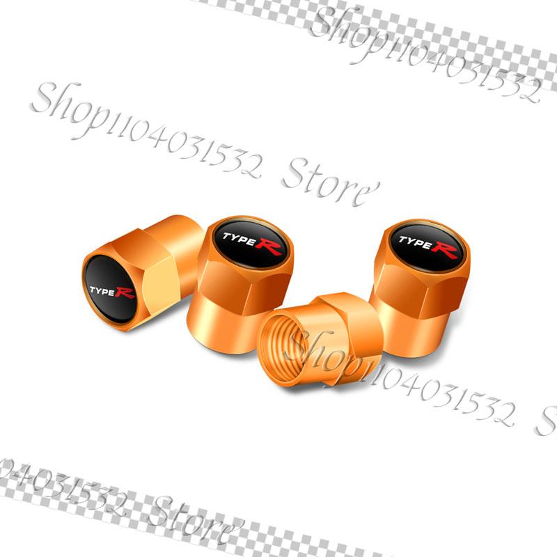 Car Decor 4Pcs/Set Type R Logo Emblem Car Wheel Tire Valve Caps Dust Covers For Honda Civic Accord Mugen CRV Odyssey City