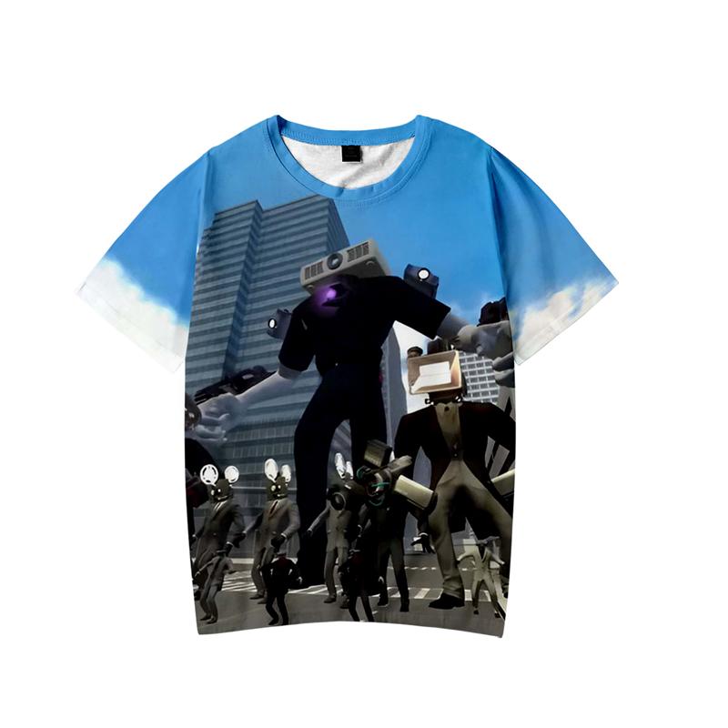 Новые женские/мужские модные футболки с короткими рукавами и принтом «Скибиди-туалет» для любителей игры «Скибиди-туалет»