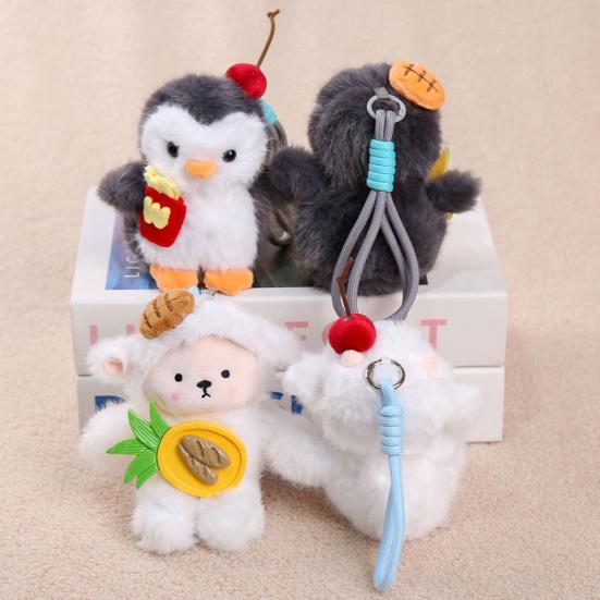 Penguin Sheep Design Plush Doll Keychain Pendant Soft Portable Mini Doll Hanging Ornament Bag