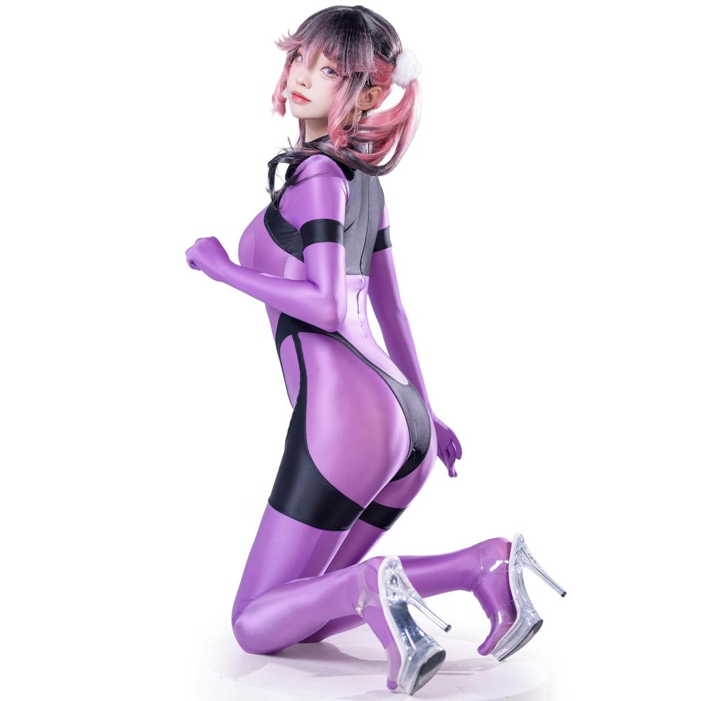 Full Body Sexy Cosplay Smooth Shiny Dance Tights [LOST-G] Tights, Costume, Pantyhose, (PURPLE, XL)