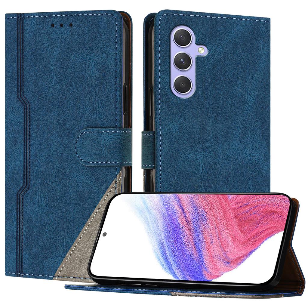 For Samsung Galaxy A55 5G Leather Case Triangle Patchwork Wallet Stand Shockproof Phone Cover