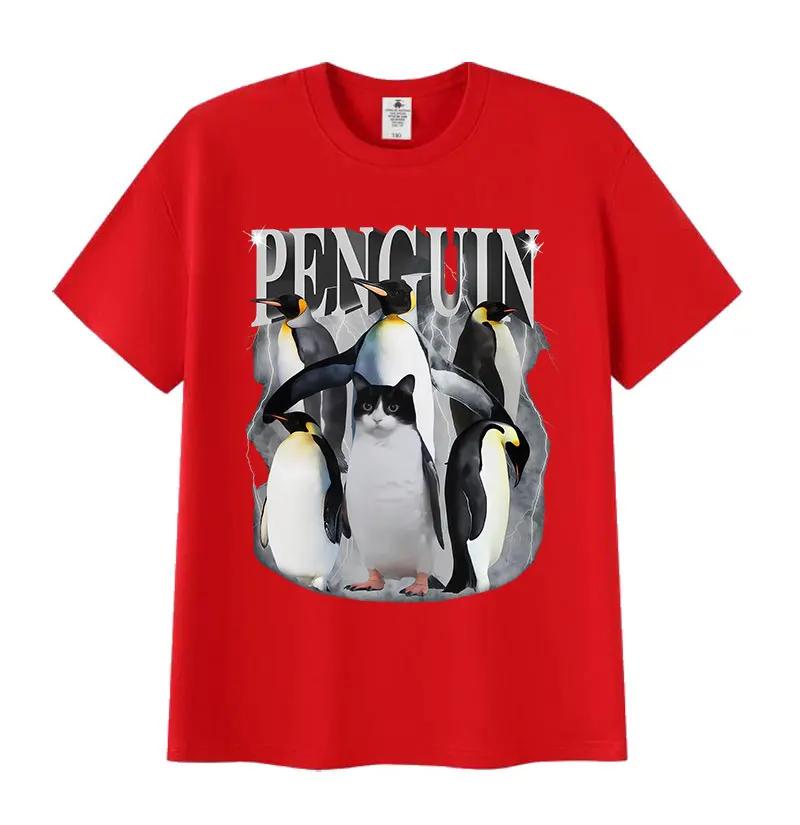 Cute Penguin Funny Meme T Shirt Men Women Vintage Fashion High Quality Cotton T-shirts Tops Casual Clothing Short Sleeve T-shirt