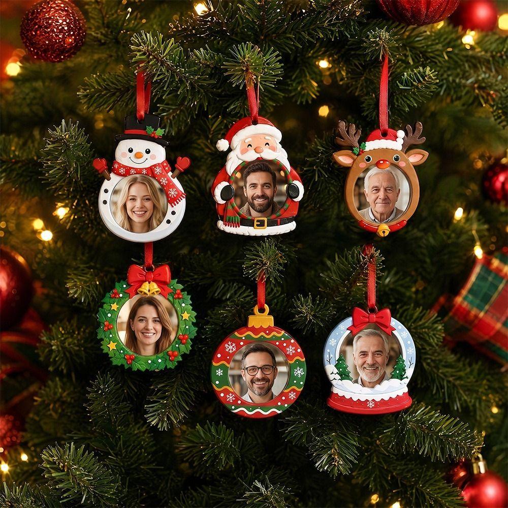Flat Design Christmas Photo Frame Hanging Rope Xmas Tree Decoration For Wall