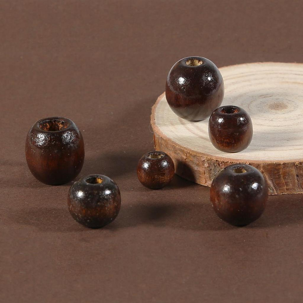 50PCS Big Hole Natural Wood Loose Beads Wooden Round Beads For Jewelry Making Bracelet Necklace Accessories DIY Crafts