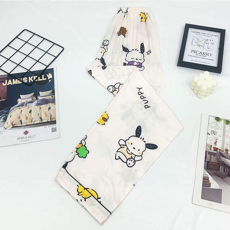 Женские Мультяшные Пижамные Штаны Hello Kitty - Летние Повседневные, Свободный Крой для Дома или Улицы