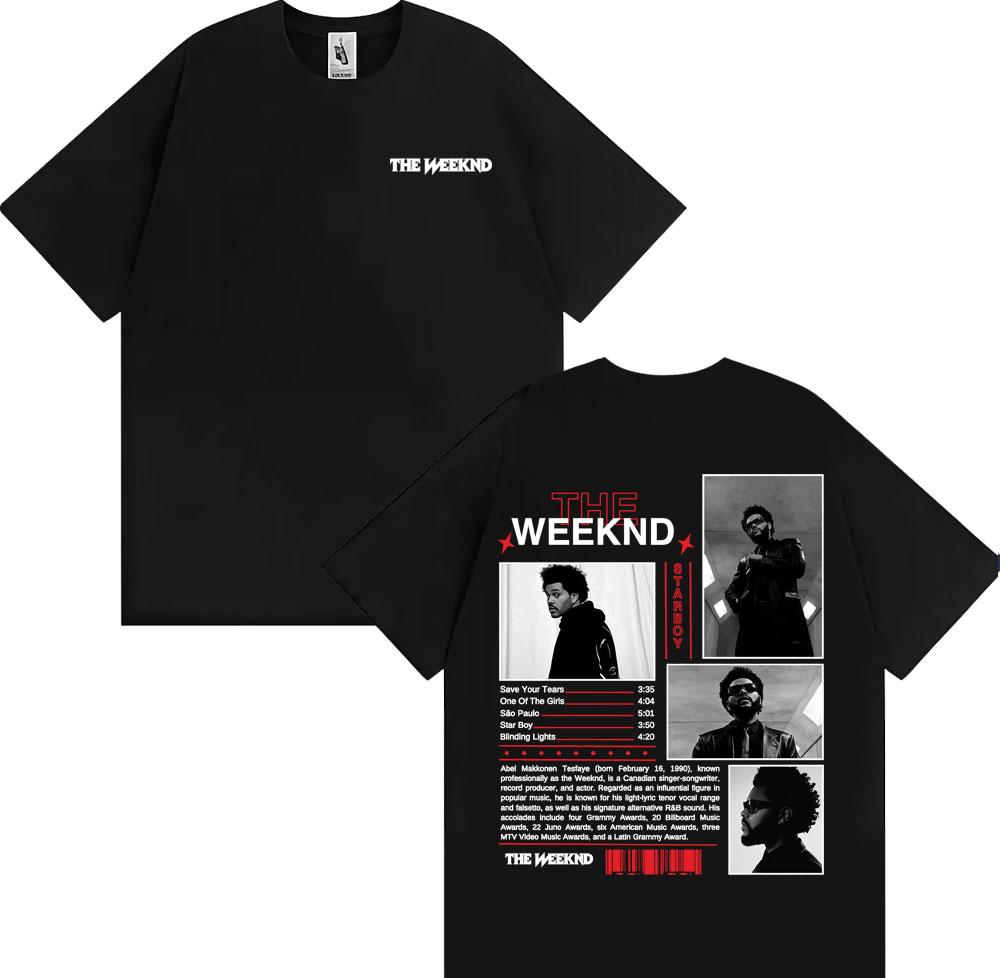 Rapper The Weeknd Starboy Album Cover T Shirt Unisexs Clothing Harajuku Punk Hip Hop Tshirts Unisex 100 Cotton Short Sleeve Tshirt