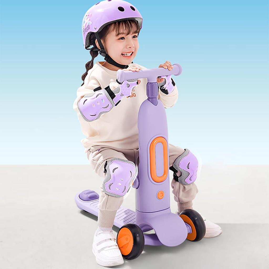 Protective Gear Set for and Roller and Knee Guards with Velcro Injury and Cute 6-Piece Kids' Bicycles, Skateboards, Skates, Elbow, Wrist, Closure,