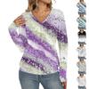 Women's Casual Fashion V-Neck Raglan Pleated Floral Print Long Sleeve Top