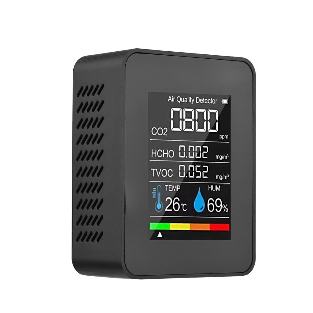 Portable Multifunction Indoor Air Quality Monitor LCD Digital Color Screen CO2 Detector 5 In 1 Formaldehyde TVOC Tester