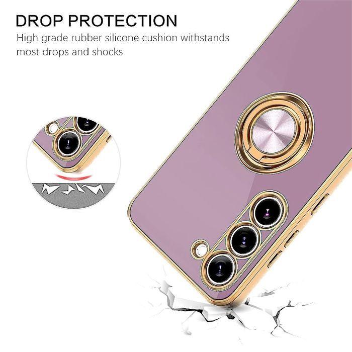 Coque pour Samsung Galaxy A57 5G, Protection Silicone Souple avec Anneau Rotatif - Violet