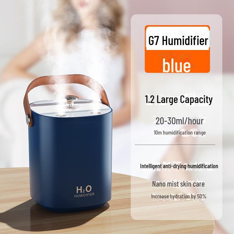Бесшумный настольный увлажнитель воздуха объемом 1,2 л с двойным распылением и зарядкой через USB